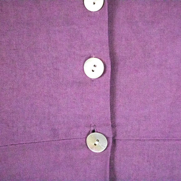Madewell Purple Linen Short Sleeve A Line Button Front Dress Size 0 Collar Retro - Picture 4 of 11